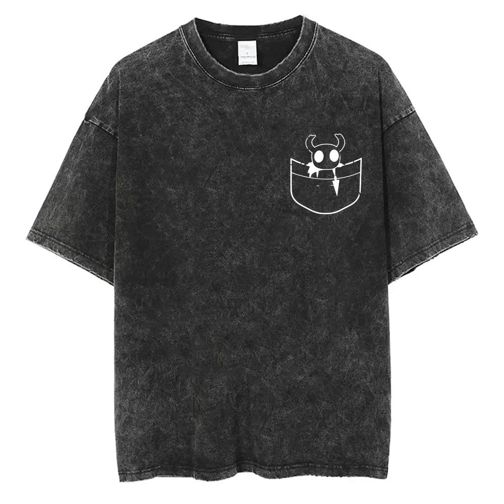 Retro Gaming T Shirt - Промытая винтажная футболка с карманом и